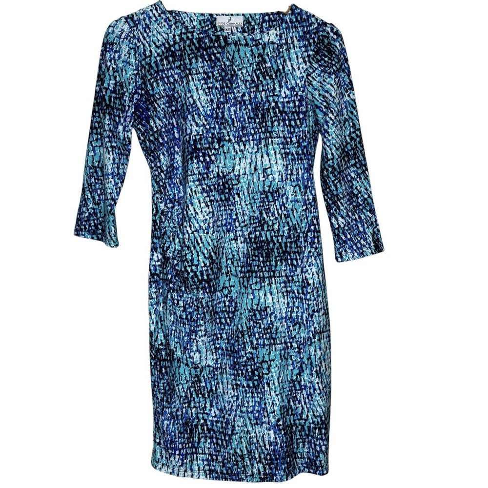 Jude Connally Megan Dress Women's Sz. XS Cobalt Blue White Side Cinch USA